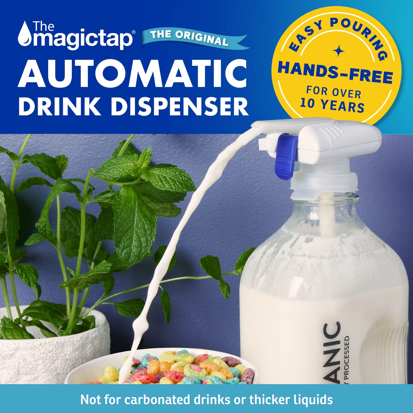 The Magic Tap Automatic Drink Dispenser - Hands-Free Beverage Dispenser for Fridge - Perfect for Milk, Juice - Gifts for Women & Men - 1 Pack, Black