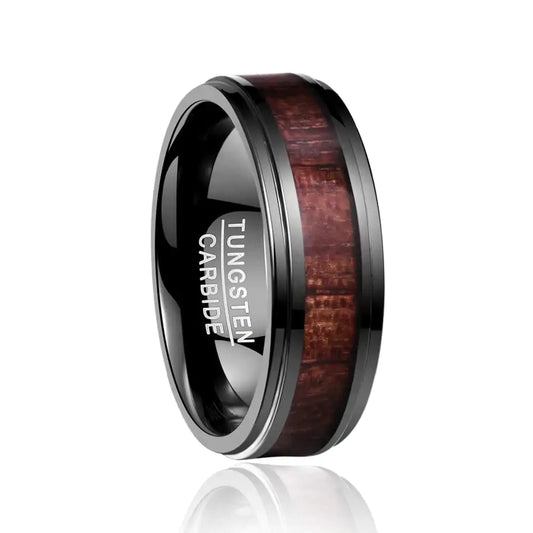 Black Wooden Tungsten Carbide Ring